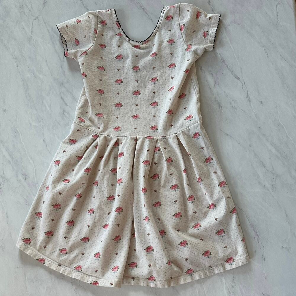 Little Akiabara ivory floral dot girls dress ten little years sz 10 cream roses